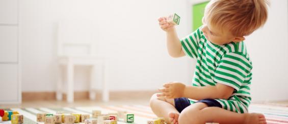 child playing with blocks